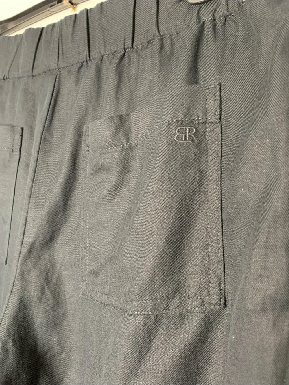 Banana Republic Linen, cotton lyocell, Black Cropped Tailored straight leg pant